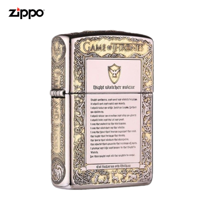 Zippo打火机纯铜雕刻冰与火之歌防风煤油打火机盔甲机节日送礼礼物