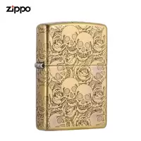 正品Zippo打火机正版五面刻骷髅玫瑰煤油防风个性创意男士礼物zippo