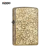 Zippo芝宝正版防风煤油打火机之宝纯铜精雕大唐草盔甲耐用送礼男士zioop