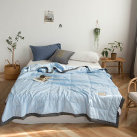 （优衣库同款夏被）兰梦馨家纺 简约纯色加宽包边水洗棉夏被 空调被春秋夏凉被 可水洗薄被子单人双人