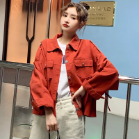 班俏BAN拍2023秋装新款韩版宽松bf复古外套女系带港味学生夹克上衣