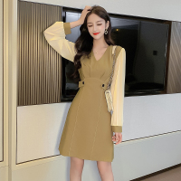 班俏BANQIAO女装秋季2023新款流行长裙子收腰显瘦气质长袖初秋宽松连衣裙