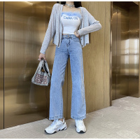 班俏BANQIAO2020春秋新款泫雅风阔腿裤女老爹牛仔裤宽松高腰显瘦垂感直筒