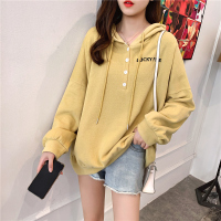 班俏BANQIAO连帽卫衣女潮ins上衣bf慵懒风春秋上衣长袖学生百搭宽松韩版印花