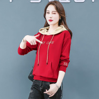 班俏BANQIAO小个子短款卫衣女2021春秋新款薄款连帽宽松字母韩版外套连帽上衣