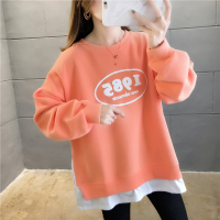 班俏BANQIAO假两件长袖卫衣女2021新款秋装韩版宽松百搭女士打底衫上衣洋气潮