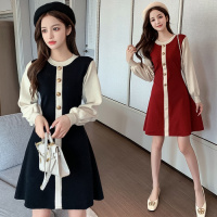 班俏BANQIAO洋气仙女裙2021秋季大码胖mm裙子长袖温柔风chic显瘦高腰连衣裙女装