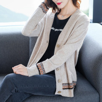 班俏BANQIAO秋季女士针织开衫薄款早春装2021年新款钍织外搭短款毛衣外套春秋