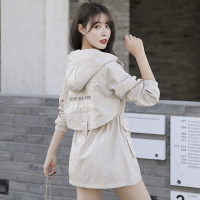 班俏BANQIAOins外套女中长款2021秋季新款韩版宽松小个子时尚潮百搭刺绣风衣