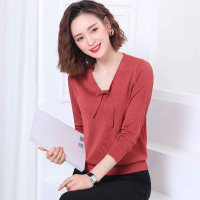 班俏BANQIAO女人味冰丝针织衫女新款2021薄款洋气减龄韩版打底衫女长袖上衣潮