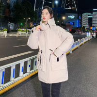 班俏BANQIAO羽绒棉服女2023年新款冬装过膝中长款黑色棉衣韩版宽松bf学生百搭