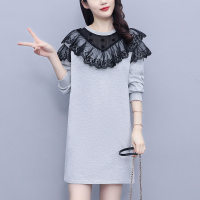 班俏BANQIAO胖mm裙子2021年新款春装法式名媛赫本风大码减龄显瘦遮腹连衣裙女