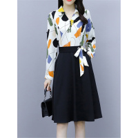 班俏BANQIAO春秋女装2021年新款法式名媛连衣裙子气质女神范衬衫两件套装