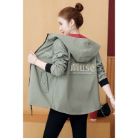 班俏BANQIAO外套少女2021春秋装新款初中高中学生韩版百搭宽松连帽中长款风衣