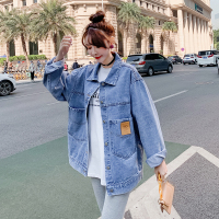 班俏BANQIAO牛仔外套女复古港味ins潮2021年春秋新款韩版bf百搭宽松夹克上衣