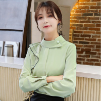 班俏BANQIAO2021秋季新款时尚潮流女装立领长袖上衣设计感女气质百搭衬衣