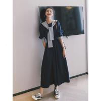班俏BANQIAO连衣裙女2021年秋新款韩版长款泫雅行显瘦遮肉气质仙女裙子