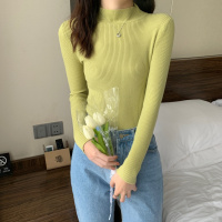 班俏BANQIAO纯色半高领毛衣女秋冬2021新款韩版修身显瘦洋气长袖打底针织上衣