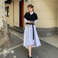 班俏BANQIAO法式气质女神范连衣裙两件套裙女早秋收腰显瘦衬衫裙长裙