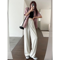 班俏BANQIAO女士休闲裤西装裤子女春夏款2022年新款高腰设计感小众阔腿裤垂感