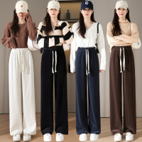 班俏BANQIAO金丝绒阔腿裤女秋冬2022年新款休闲女裤秋季垂感直筒丝绒裤子