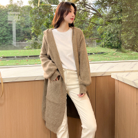 班俏BANQIAO新款韩版连帽纯色毛衣针织开衫外套时尚简约休闲气质外套