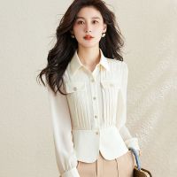 班俏BANQIAO雪纺衫女长袖2022年秋季新款设计感小众气质衬衫收腰显瘦别致上衣