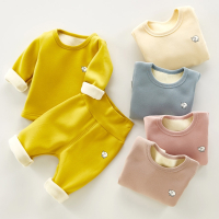 婴儿保暖内衣套装加绒加厚男小童冬装女宝宝秋冬衣服儿童打底睡衣