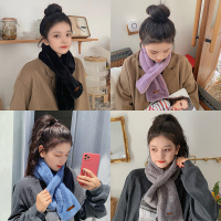 围巾女秋冬季可爱少女百搭韩版潮毛毛绒仿獭兔毛学生围脖加厚保暖