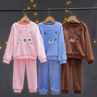 儿童睡衣秋冬季加厚加绒男童女童冬款珊瑚绒宝宝家居服男孩