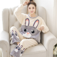 睡衣女秋冬季珊瑚绒套装甜美少女可爱学生法兰绒可外穿家居服春秋