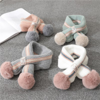 2020宝宝围巾冬季男女童柔软围脖潮加厚保暖毛线围巾儿童百搭球球