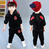 男童金丝绒套装2020新款儿童双面绒两件套加绒加厚运动卫衣秋冬装