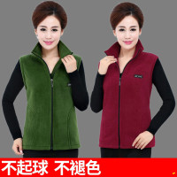 2020中老年女装大码摇粒绒马甲新款春秋抓绒衣马夹女保暖坎肩背心