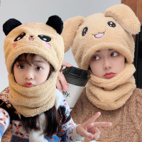 帽子女秋冬百搭韩版可爱小熊保暖帽毛线帽骑车防风面罩防寒帽冬天
