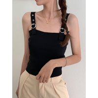 黑色网红小吊带背心女日系外穿内搭打底美背针织衫上衣ins潮