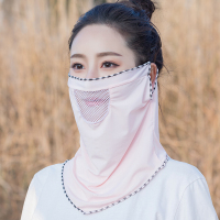 防晒三角丝巾女挂耳面罩纱巾春秋薄款骑车遮阳夏防太阳晒脖套面纱