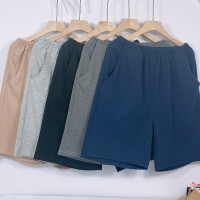 男士睡裤夏季纯棉宽松加大码五分短裤外穿薄款休闲纯色居家睡裤