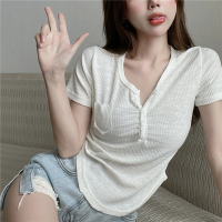 纯欲不规则设计感小众别致白色上衣女秋韩版chic显瘦修身短袖T恤