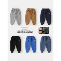 男童加绒运动长裤子秋装秋冬款童装冬装小童儿童宝宝棉裤加厚卫裤