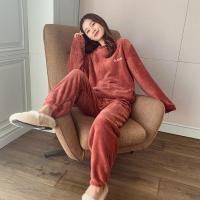 绒仙女暖暖套装秋冬睡衣女2021新款宽松大码加厚加绒家居服装