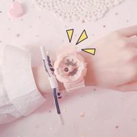 ins独角兽电子手表女少女心可爱儿童韩版高中学生男运动防水夜光 樱花粉玫瑰金 手表+盒子+狮子手绳+电池