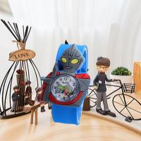 小猪佩奇手表儿童男童指针式防水防摔卡通幼儿小学生女孩子电子表 奥特曼蓝色纯色款