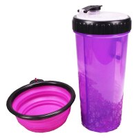 [萌吉宠]宠物水壶 狗粮杯狗狗外出水壶饮水器喂水喂食两用杯随行水杯折叠碗用品