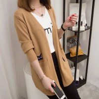 毛衣外套女中长款针织衫韩版2019新款春秋外搭宽松百搭针织开衫