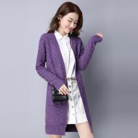 毛衣女宽松外套韩版2019中长款大码春秋装纯色长袖外搭厚针织开衫
