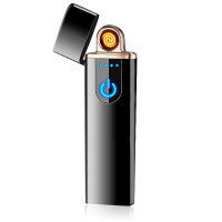 创意礼品依帝魅指纹感应usb充电打火机合金金属防镜面/冰系列风个性电子点烟器黑色生日送家人送客户送朋友情人节礼物