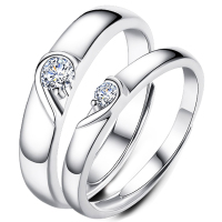 依帝魅礼品时尚饰品s925纯银戒指爱心戒指永结同心情侣对戒二合一戒指定制刻字附贵金属鉴定证书情人节送爱人情人节礼物