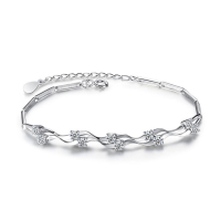 依帝魅银手链时尚饰品S925纯银双层手链女 韩版简约个性时尚情人节礼物生日礼物送朋友礼物