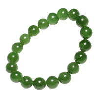 依帝魅时尚饰品新疆和田玉碧玉手链子男女士款天然菠菜绿色圆珠手链珠无黑点正品手链送家人送同事